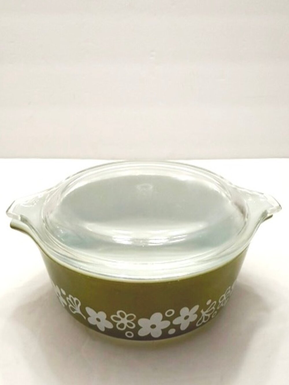 Vintage Pyrex Casserole Dish w/ Lid Spring Blossom Green Crazy Daisy #471 - 1 PT